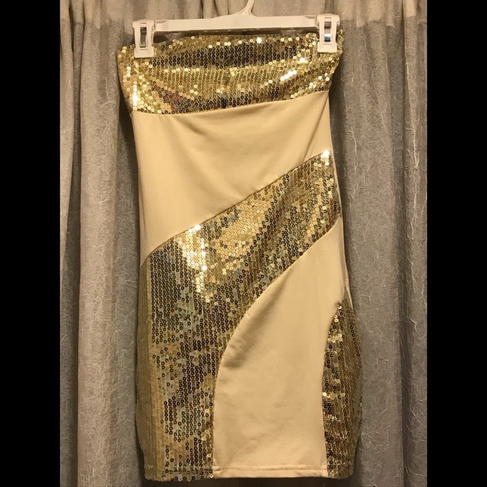 Gold Sequin Bodycon Mini Dress
